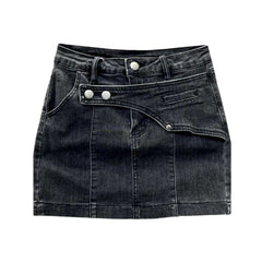 Layered closure vintage denim skirt