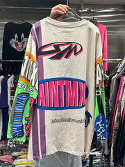 Baumwoll-T-Shirts mit Buchstabendruck für Damen, modisch, langärmelig