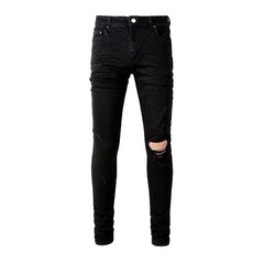 Ripped-knee skinny men jeans