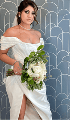 Satin-Korsett-Midikleid in Weiß