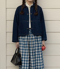 Style Blue Peter Pan Collar Pockets Patchwork Denim Coats