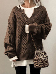 Langärmlige Twist-Strickpullover