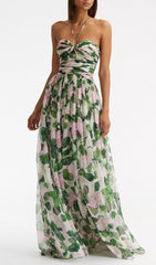 Floral HalterNeck Maxi Dress In Green