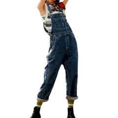 Gerader, lockerer Jeans-Jumpsuit für Damen