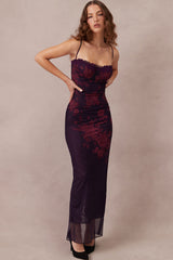 Ärmelloses Maxikleid mit Print und Spitze im Sweetheart-Stil - Blumen