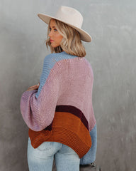 Spiced Pumpkin Colorblock Strickjacke - Blau Multi