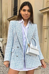 Tweed Blazer Vintage Double Breasted Coat