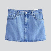 Straight cut mini denim skirt