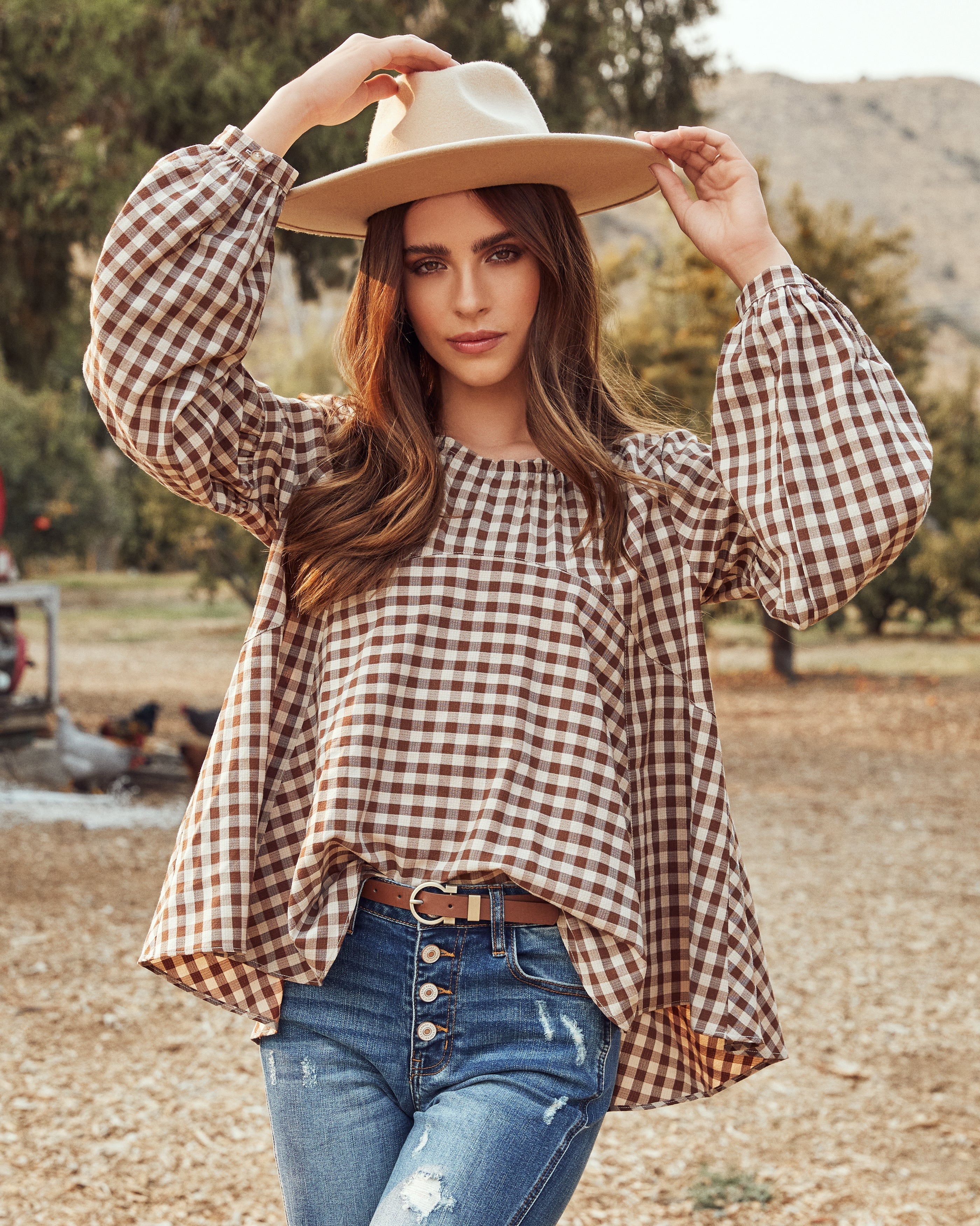 Tensey Checkered Babydoll Blouse - FINAL SALE FATE-001