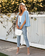 Tiana Pocketed Cape Blazer - Light Blue SALT-001