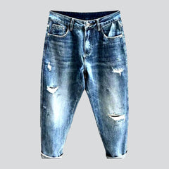 Trendy style frayed men jeans