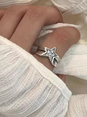 Vintage Rhinestone Star Cuff Ring