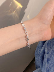 Rhinestone Heart Charm Bracelet