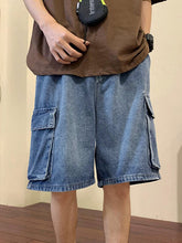Herren-Cargo-Jeansshorts mit verwaschener Optik und lockerer Passform