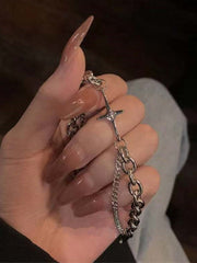 Double Layered Tag Star Charm Bracelet