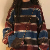 Vintage Gestreifter Pullover mit Rundhalsausschnitt