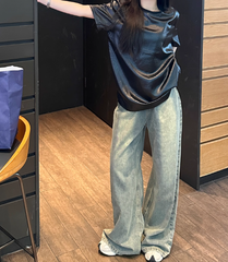 Benefit Puff Sleeve Faux Leather Top - Black