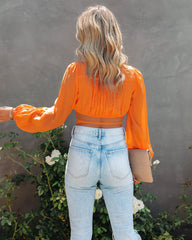 Wander Yonder Crop Top aus Baumwolle mit Wickeldesign - Orange