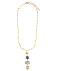 Wesley Drop Pendant Necklace - Grey Topaz