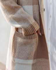 Woodrow Karierter Strick-Coatigan mit Taschen - Taupe