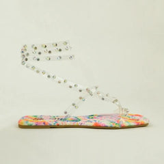 Gold-Tone Stud Adjustable Around Ankle Sandals