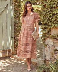 You Are Invited Crochet Lace Midi Dress - Clay