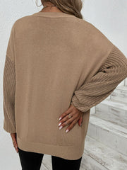 Tunikapullover mit Zopfmuster und geripptem Besatz