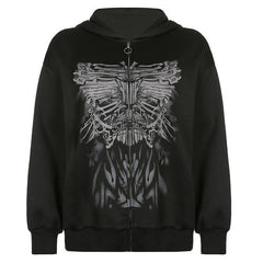 Front Zip Printed Hoodie