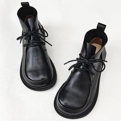 Women's Ankle Boots Oxford Shoes Round toe Lace up Genuine Handmade