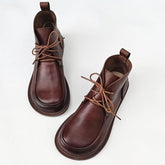Women's Ankle Boots Oxford Shoes Round toe Lace up Genuine Handmade