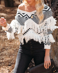 Briggs Checkered Fringe Knit Sweater - FINAL SALE