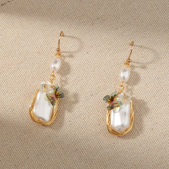 Baroque Court-style French Earrings With Pearl Butterfly Earrings