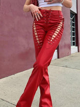 Cut-out Lace Up Pu Pants