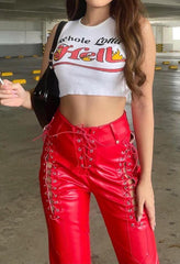 PU-Hose mit Cut-outs und Schnürung