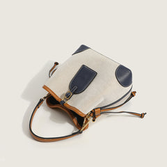 Cute Textured Buckled Suspender Strap Bucket Bag - Multicolor