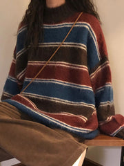 Vintage Gestreifter Pullover mit Rundhalsausschnitt