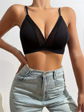 Comfy Breathable Contrast Mesh Bras Wireless Push Up Bra Black