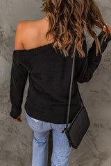 Pullover mit horizontaler Rippung und One-Shoulder-Träger