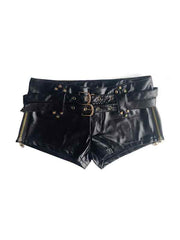 Dunkle Hip Hop PU Leder Hollow Shorts
