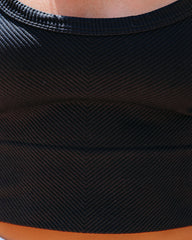 Energy Ribbed Knit Crop Tank - Black