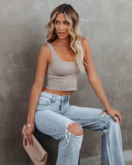 Energy Ribbed Knit Crop Tank - Taupe
