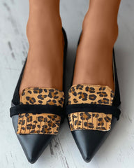 Leopard Pointed-toe Low Cut Flat Sandals Newgew