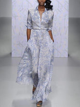 Long-sleeved Print Slim Maix Shirt Dress ins