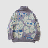 Niedlicher Rollkragenpullover mit Buchstaben & Kaninchen Muster