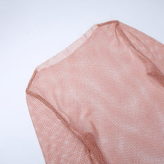 Glitzerndes Lurex-Minikleid mit Rundhalsausschnitt und Kunstpelz, langen Ärmeln und transparentem Netzstoff - Weiß