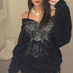 Front Zip Printed Hoodie