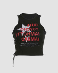 Ayana Grunge Schnürsenkel Crop Top