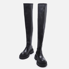 Overknee-Stiefel im britischen Stil mit dicker Sohle