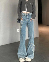 High Rise Flare Jeans mit Schmetterlings-Print