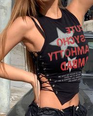 Ayana Grunge Schnürsenkel Crop Top